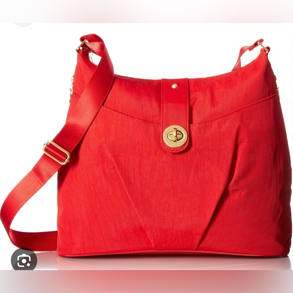Baggallini Helsinki Hobo Crossbody Bag L Poppy Red Dark Coral - Picture 1 of 10